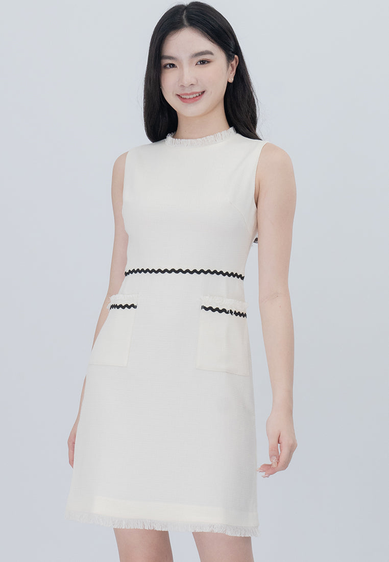 BebeBeige Tweed Sleeveless with Pockets Mini Dress