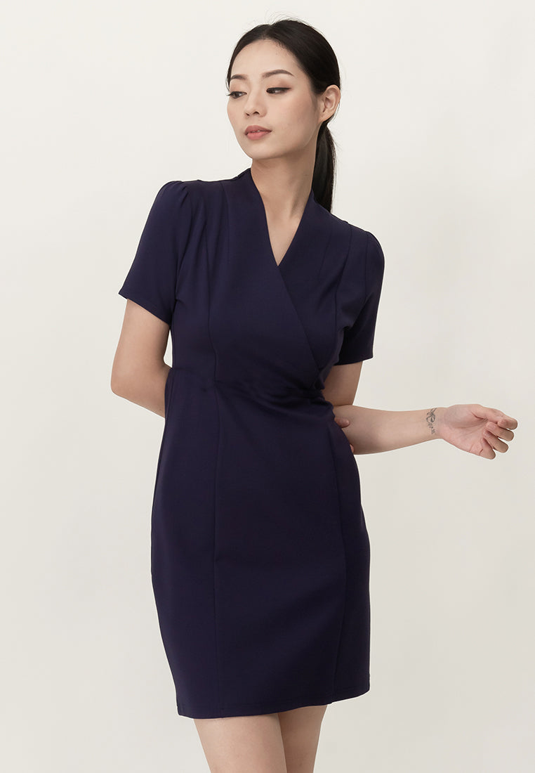 BebeBeige V-Neckline Polyester Slim Fit Mini Dress