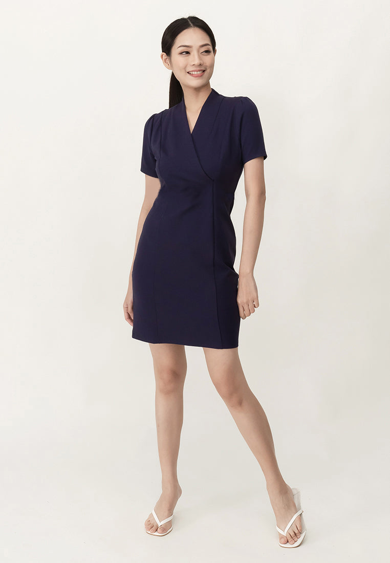 BebeBeige V-Neckline Polyester Slim Fit Mini Dress