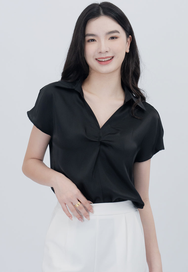 BebeBeige Collared Cooling Blouse Top