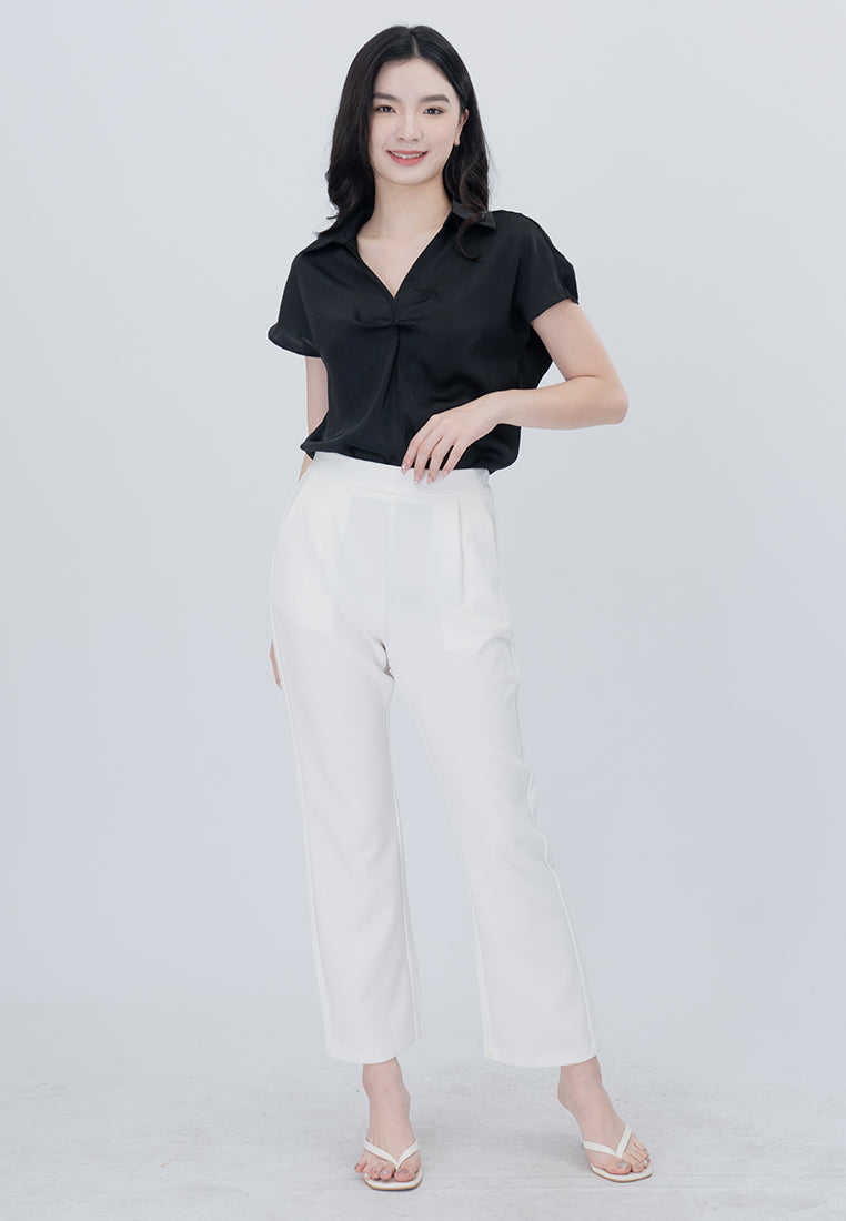 BebeBeige Collared Cooling Blouse Top