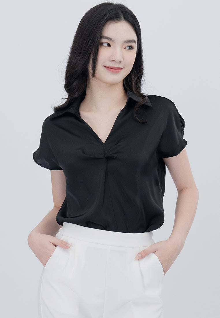 BebeBeige Collared Cooling Blouse Top