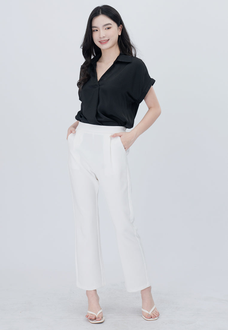 BebeBeige Collar V-Neckline Cooling Blouse Top
