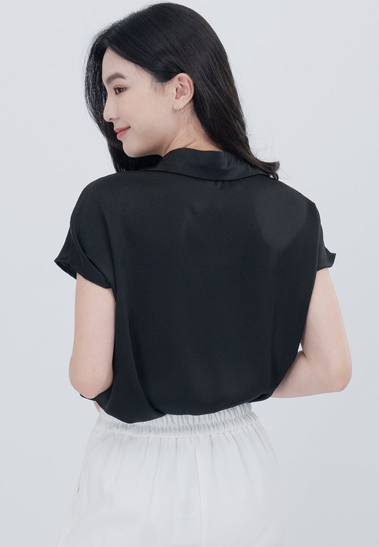 BebeBeige Collared Cooling Blouse Top