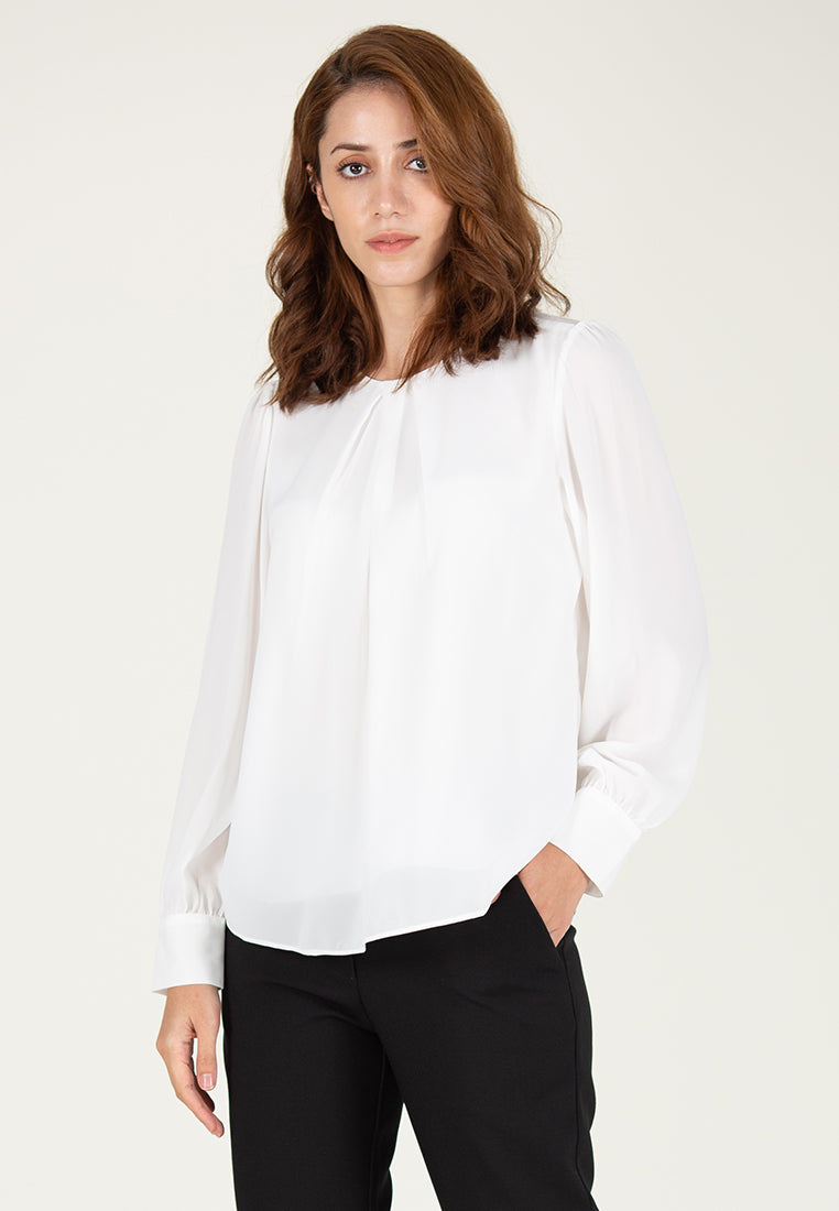 BebeBeige Round Neck Long Sleeve Blouse Top