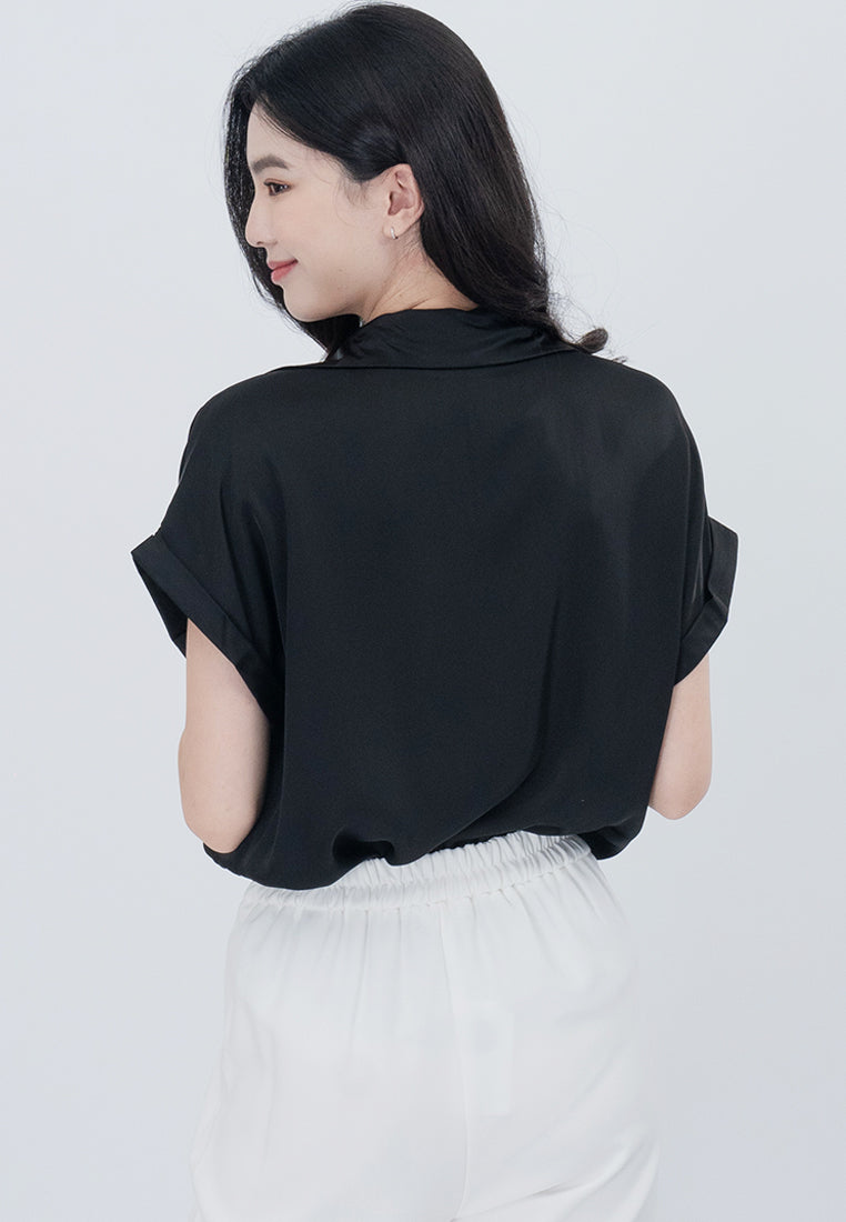 BebeBeige Collar V-Neckline Cooling Blouse Top