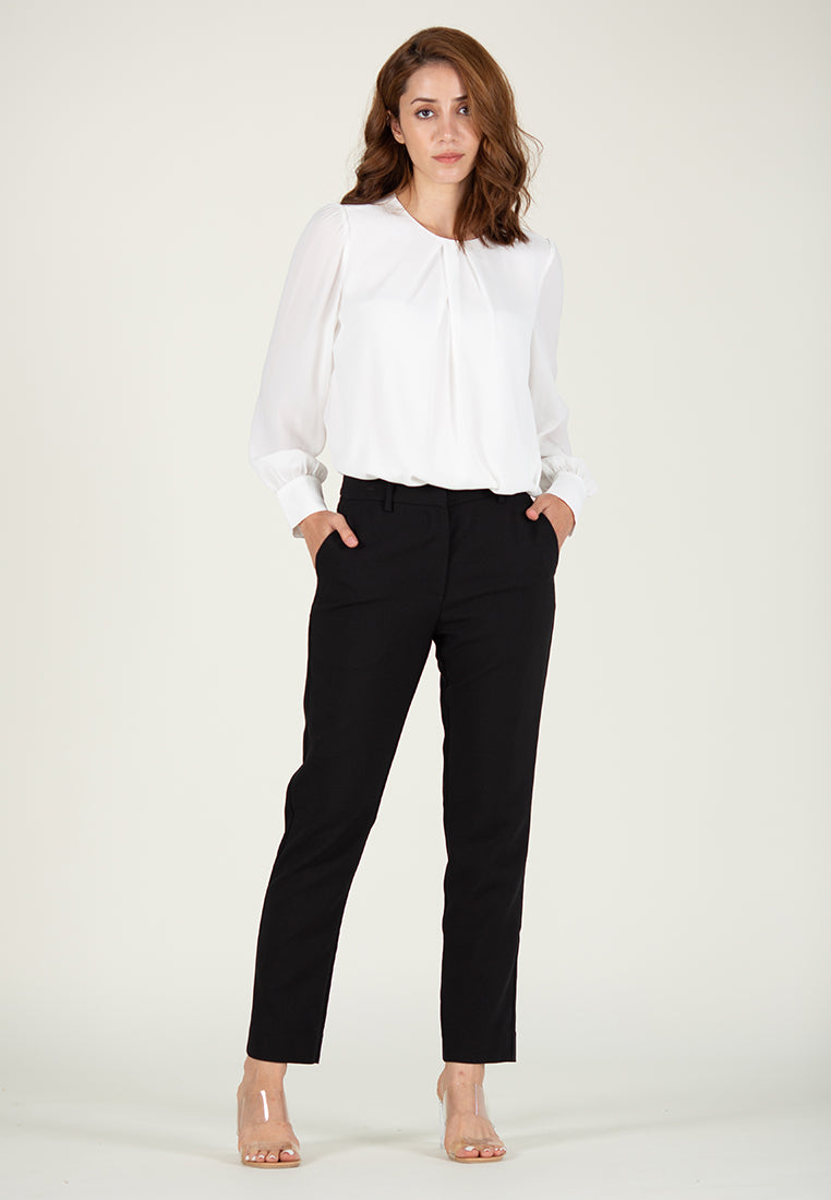 BebeBeige Round Neck Long Sleeve Blouse Top