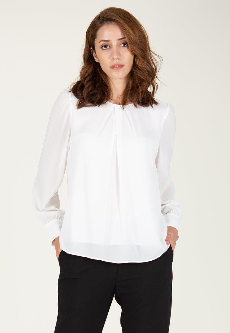 BebeBeige Round Neck Long Sleeve Blouse Top