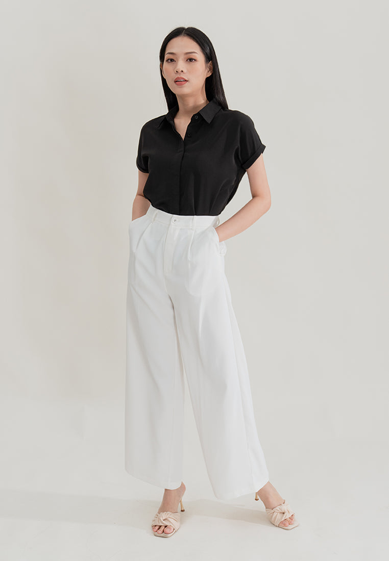 BebeBeige Silky Collar Shirt Top
