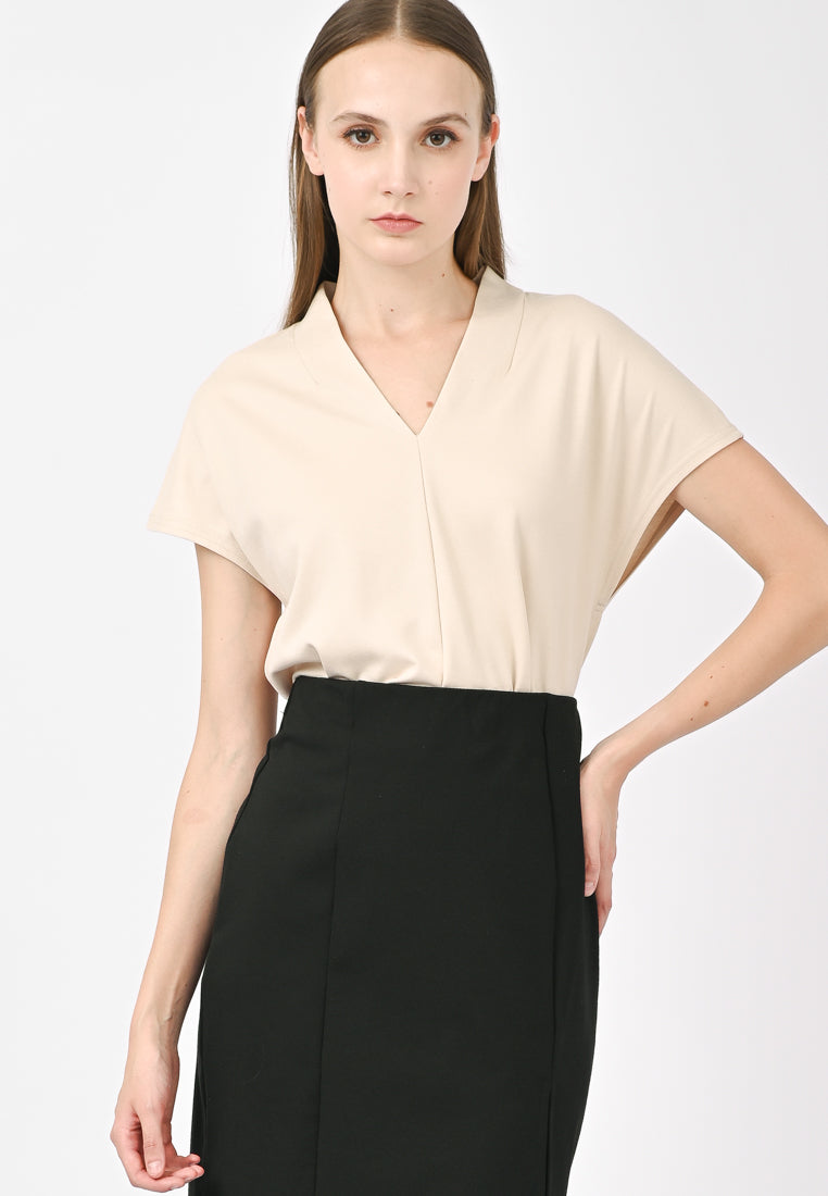 BebeBeige V-Neck Shirt Top