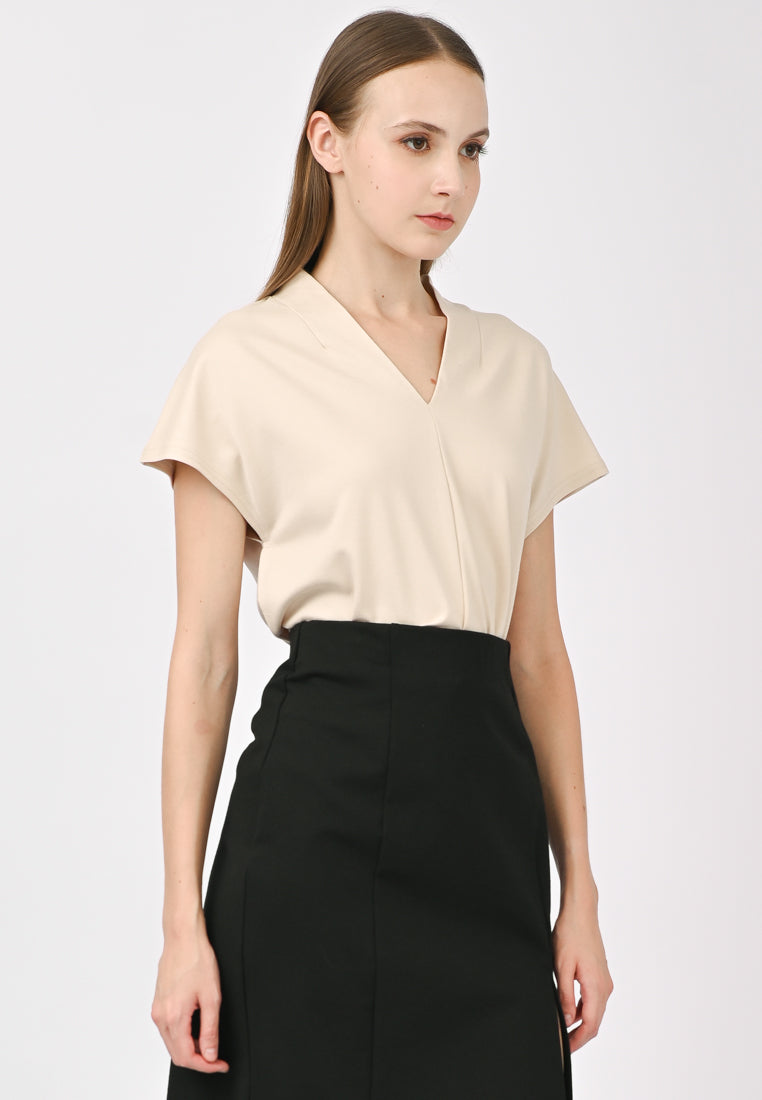BebeBeige V-Neck Shirt Top