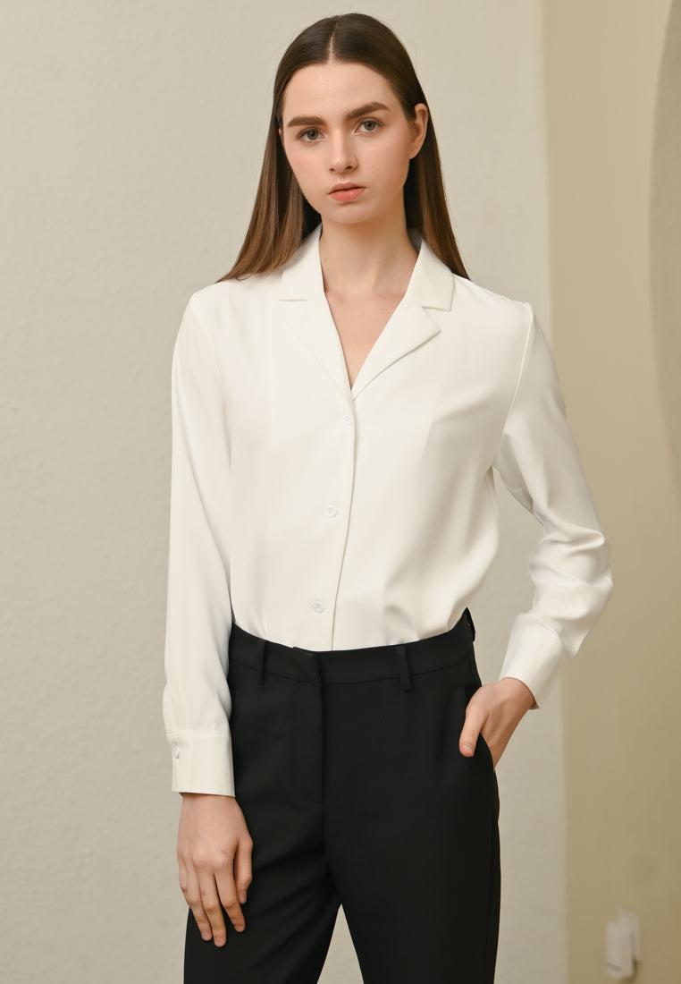 BebeBeige Collar Long Sleeve Blouse Top