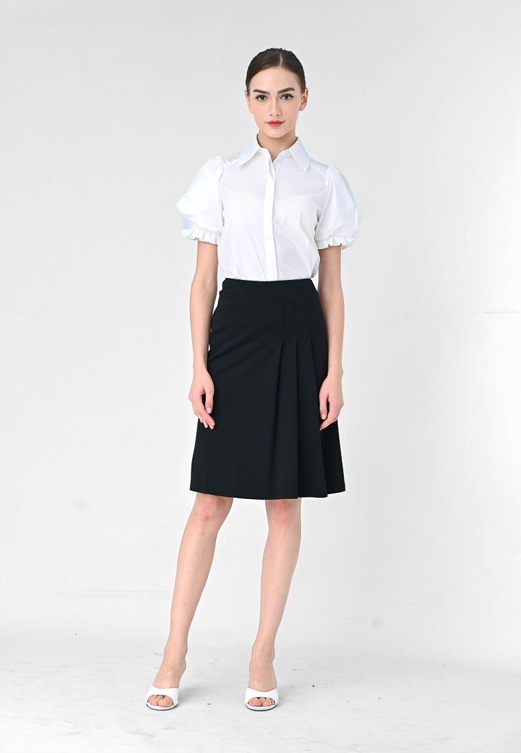 BebeBeige A-Line Midi Skirt
