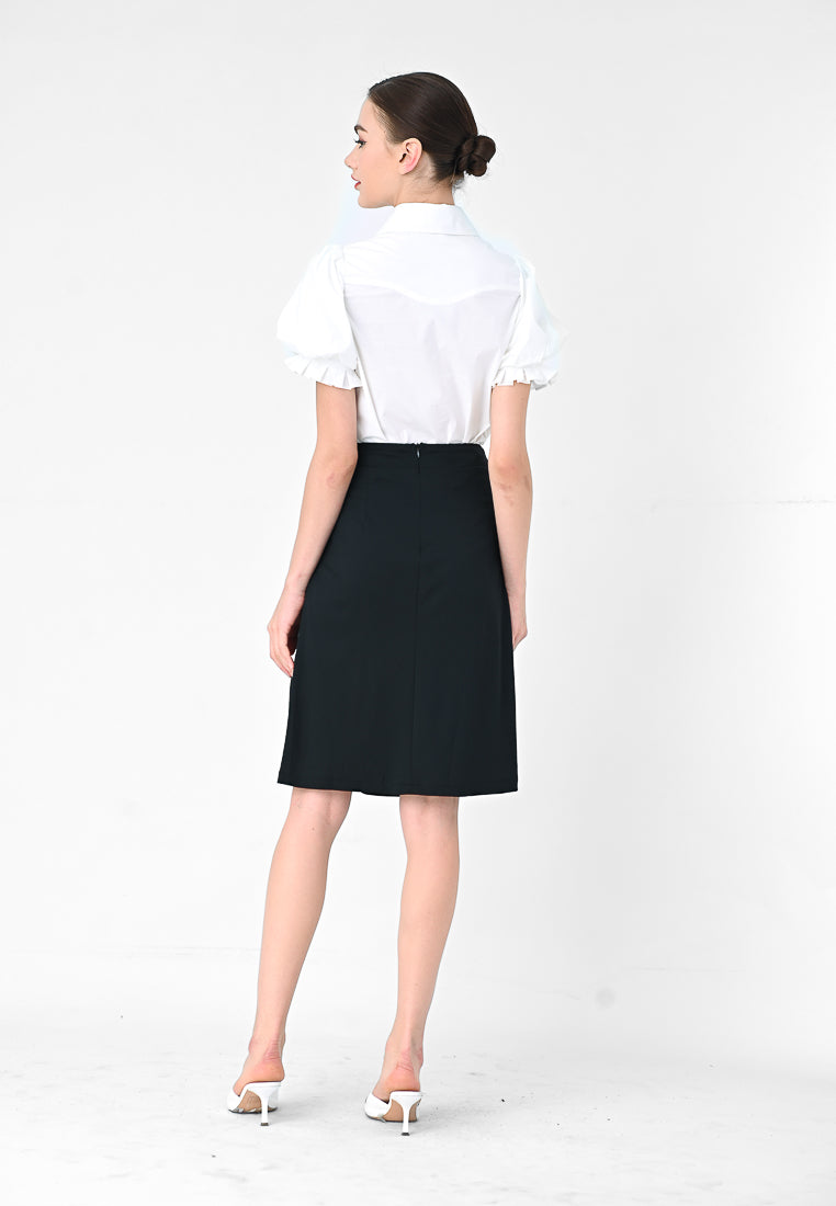 BebeBeige A-Line Midi Skirt