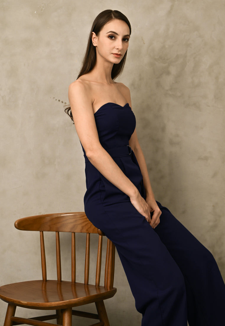 BebeBeige Tube Wide-Leg Jumpsuits