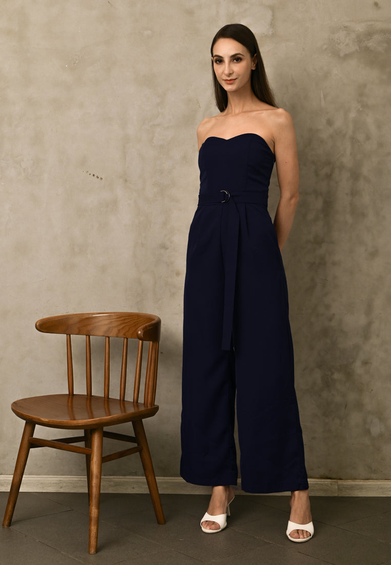 BebeBeige Tube Wide-Leg Jumpsuits