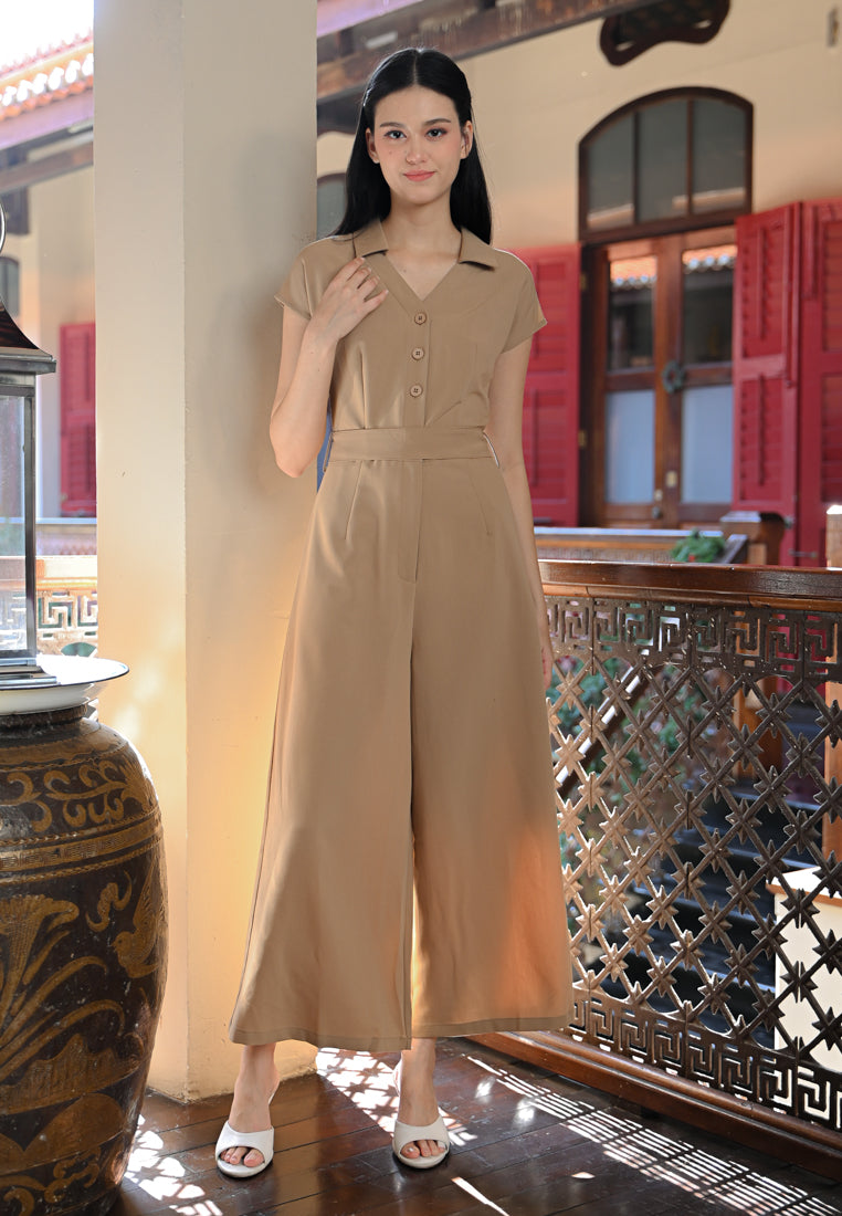 BebeBeige Collar Jumpsuits