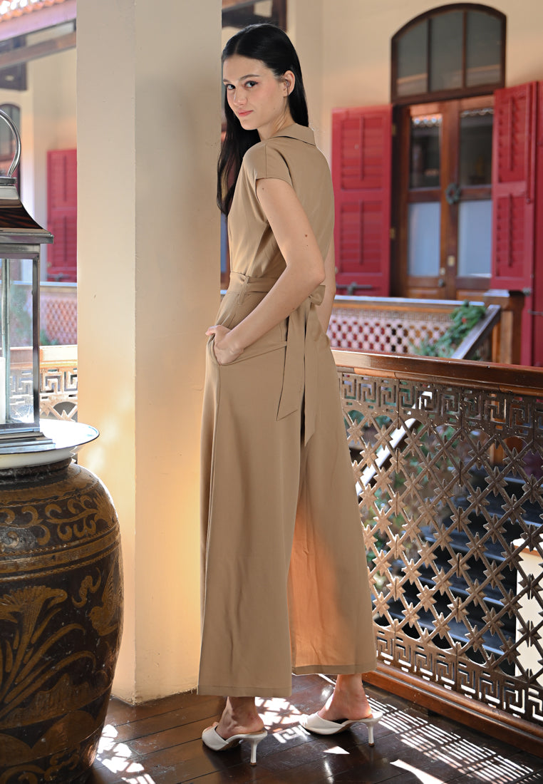 BebeBeige Collar Jumpsuits