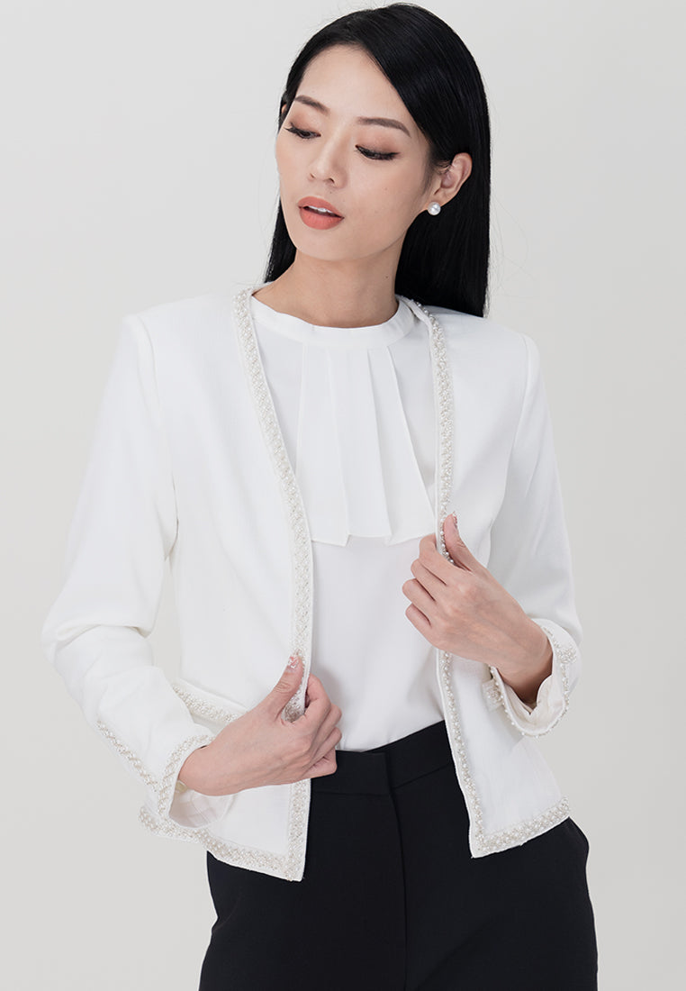 BebeBeige Beaded Long Sleeve Blazer