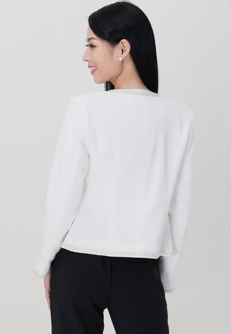 BebeBeige Beaded Long Sleeve Blazer