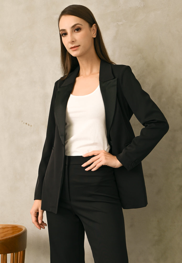 BebeBeige Tailored Blazer with Silk Lapels