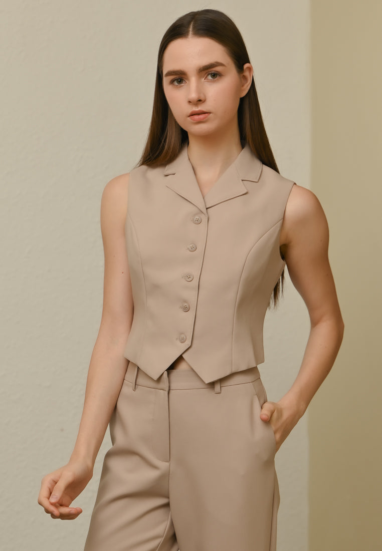 BebeBeige Sleeveless V-Neck Vest