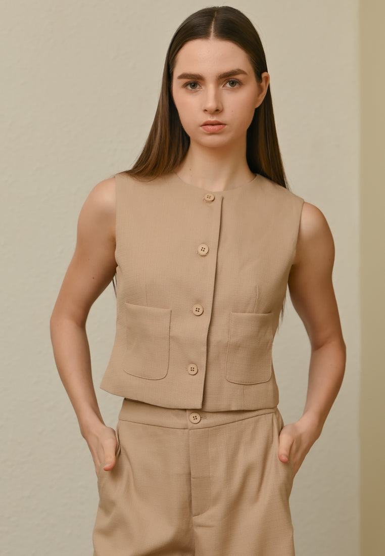 BebeBeige Round-Neck Vest