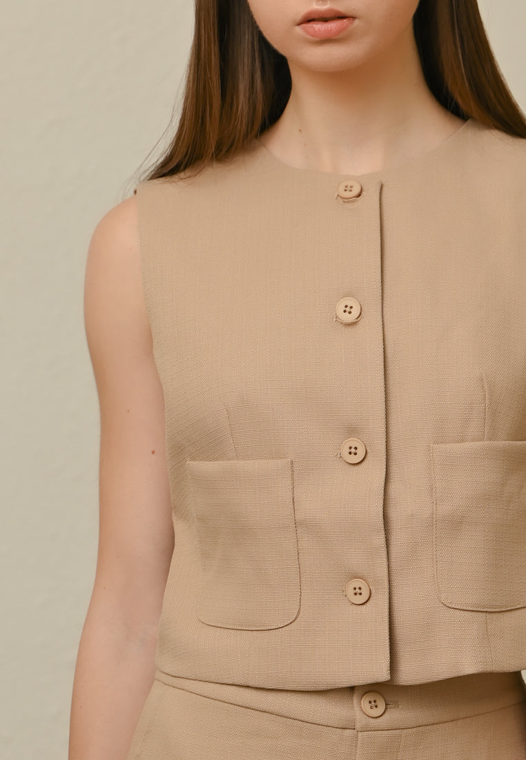 BebeBeige Round-Neck Vest