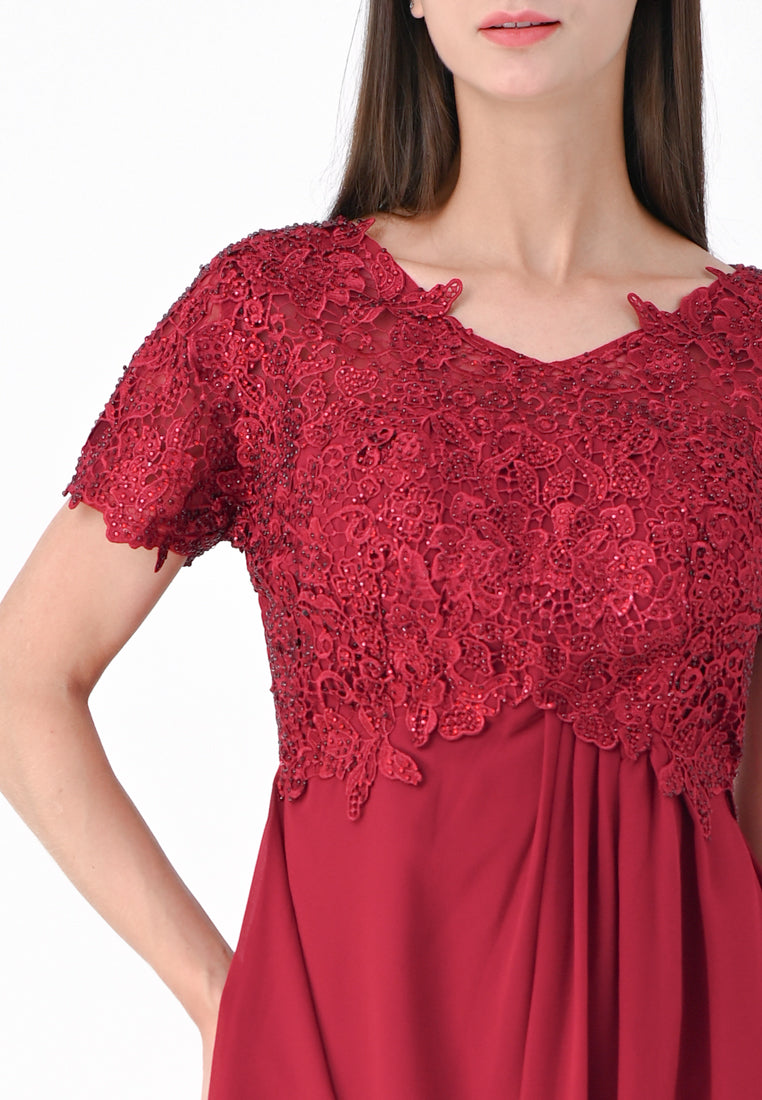 BebeButterfly Embroidered Sleeve Gown