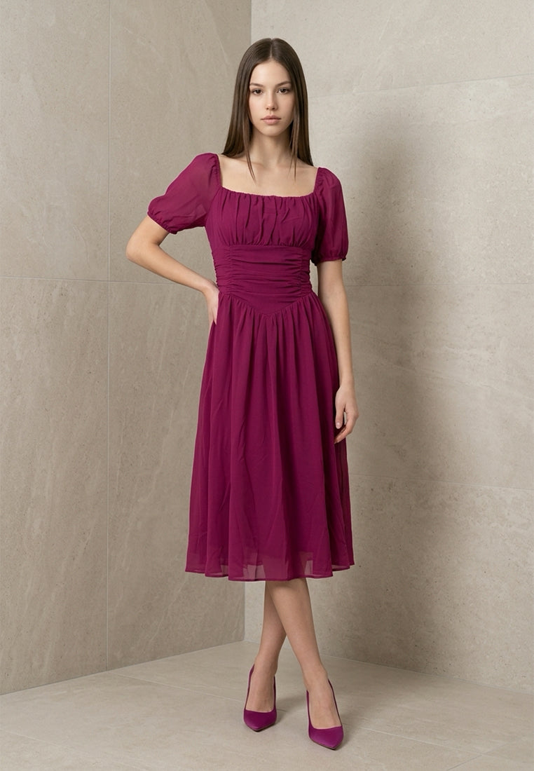 BebeButterfly Short Sleeve Midi Dress
