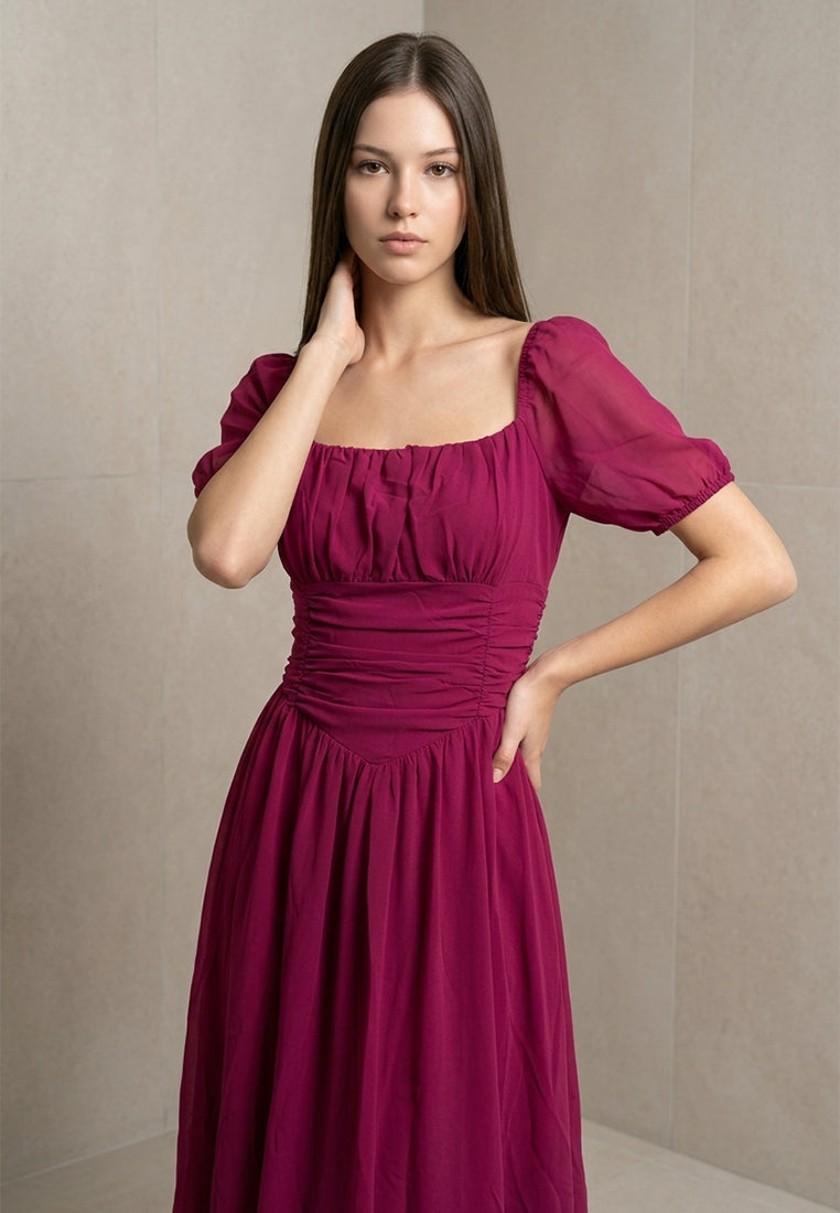 BebeButterfly Short Sleeve Midi Dress