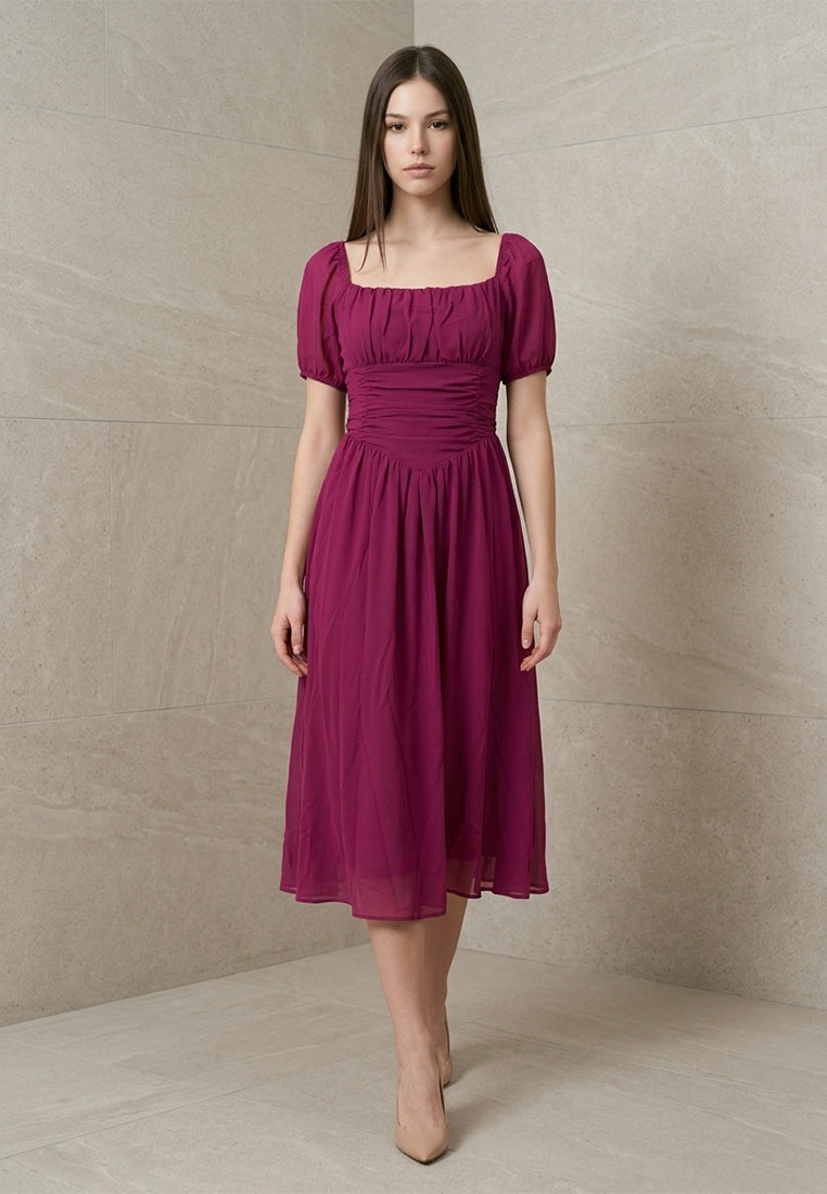 BebeButterfly Short Sleeve Midi Dress