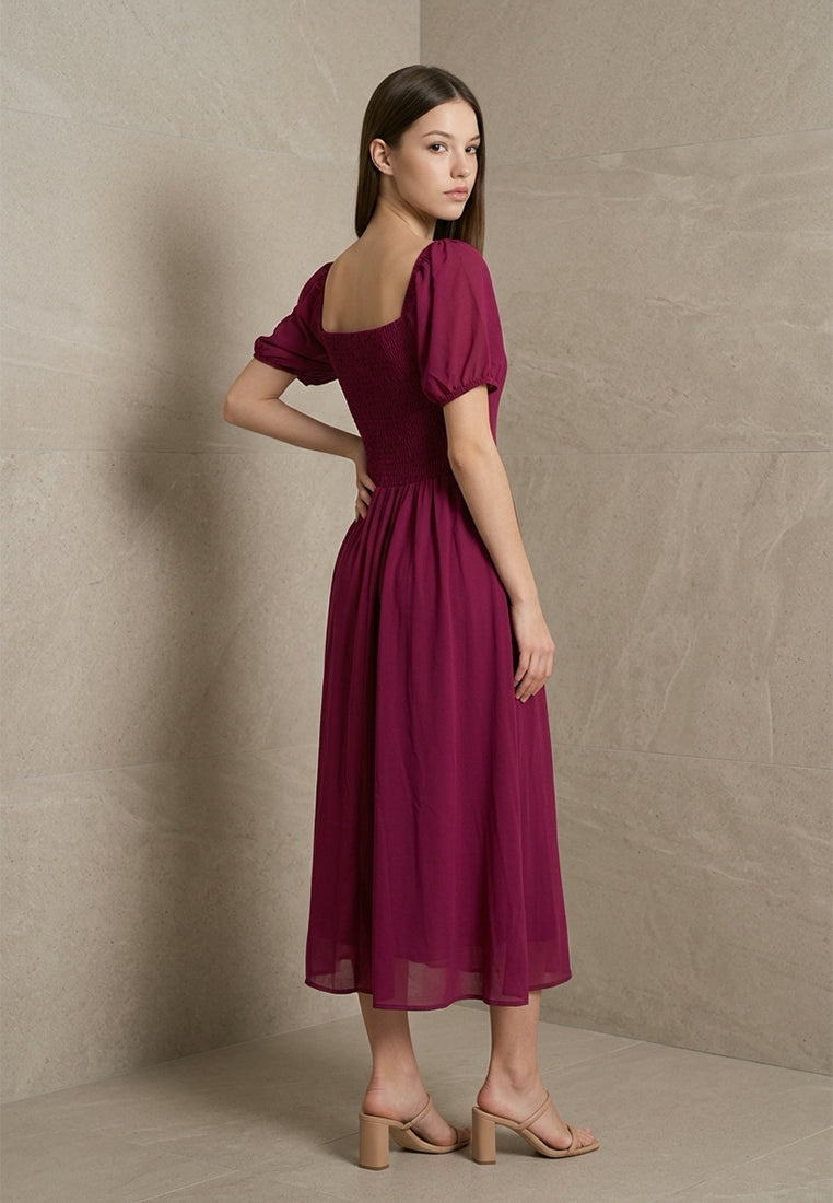 BebeButterfly Short Sleeve Midi Dress