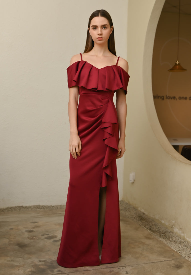 BebeButterfly Cold Shoulder Dinner Dress
