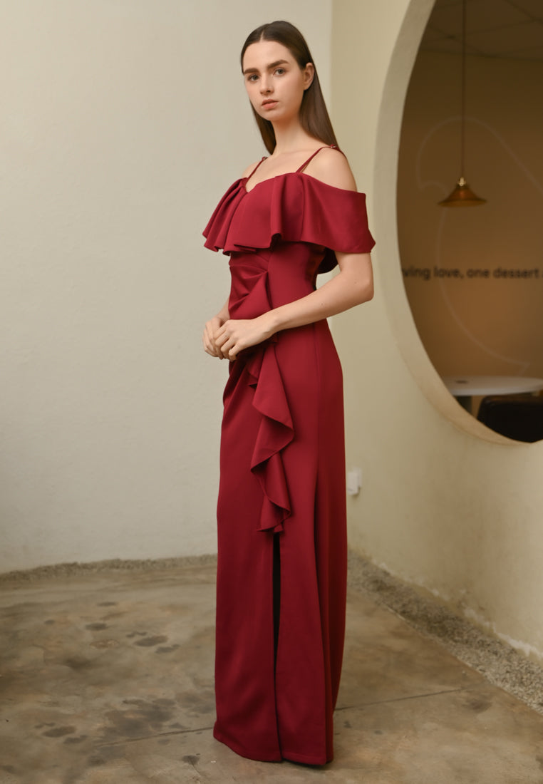 BebeButterfly Cold Shoulder Dinner Dress