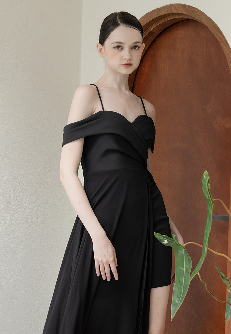 BebeButterfly Chiffon Off Shoulder Maxi Dinner Dress