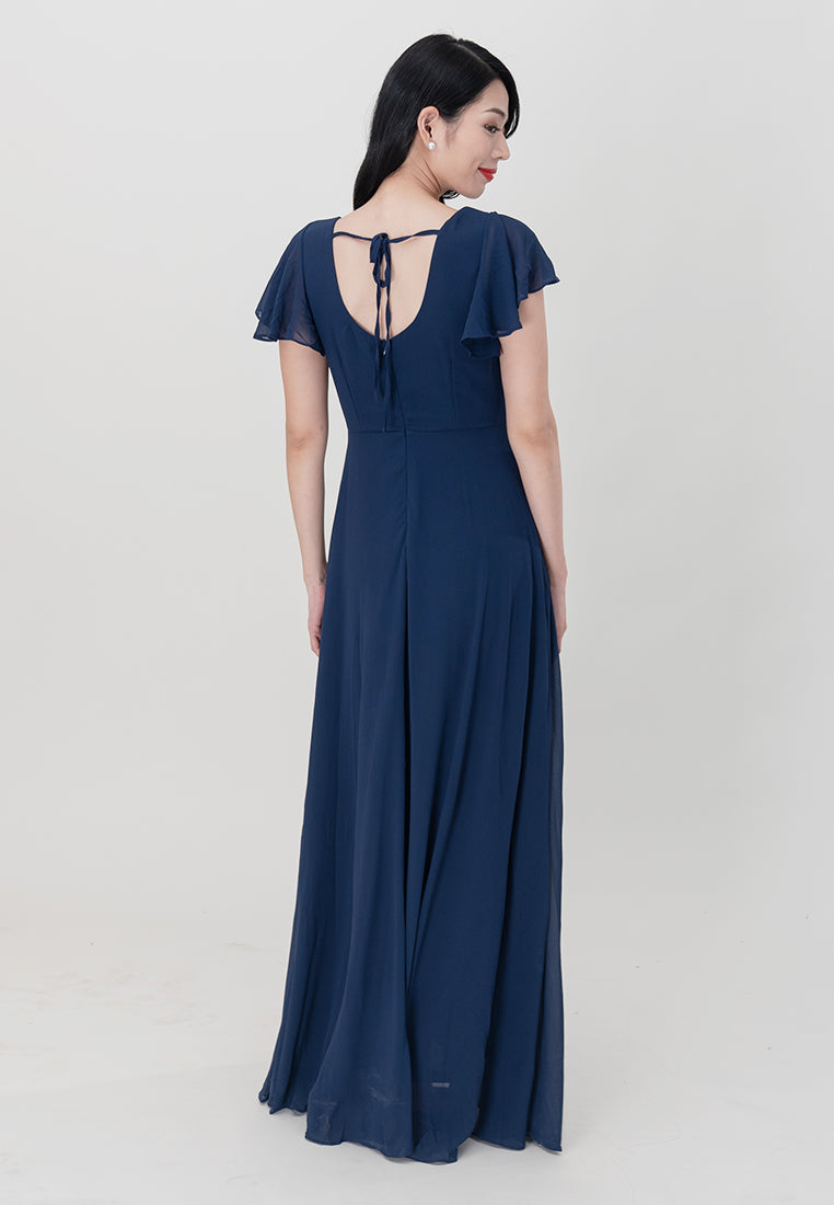 BebeButterfly Square Neckline Chiffon Maxi Dinner Dress
