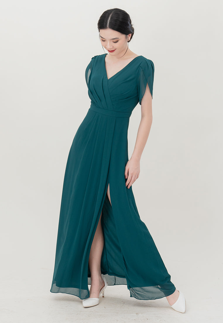 BebeButterfly  V-Neckline  Maxi Dinner Dress
