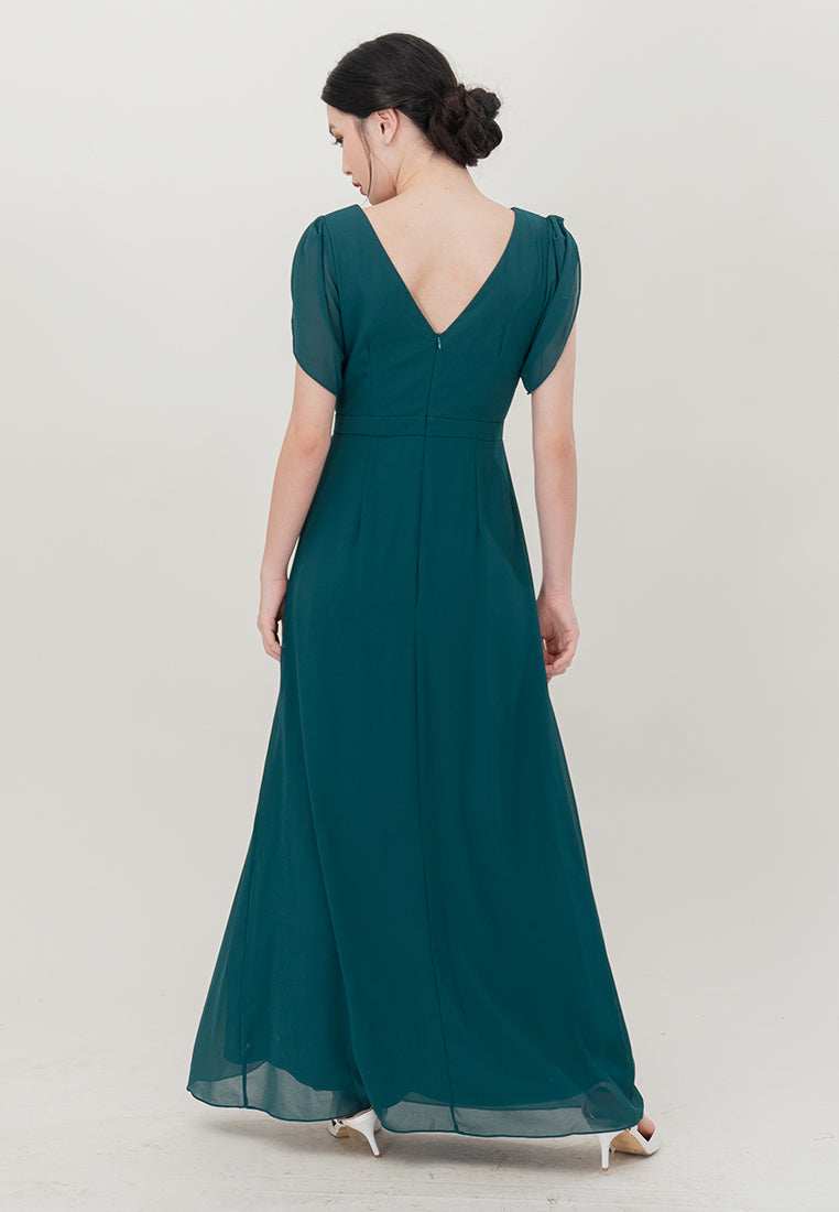 BebeButterfly  V-Neckline  Maxi Dinner Dress