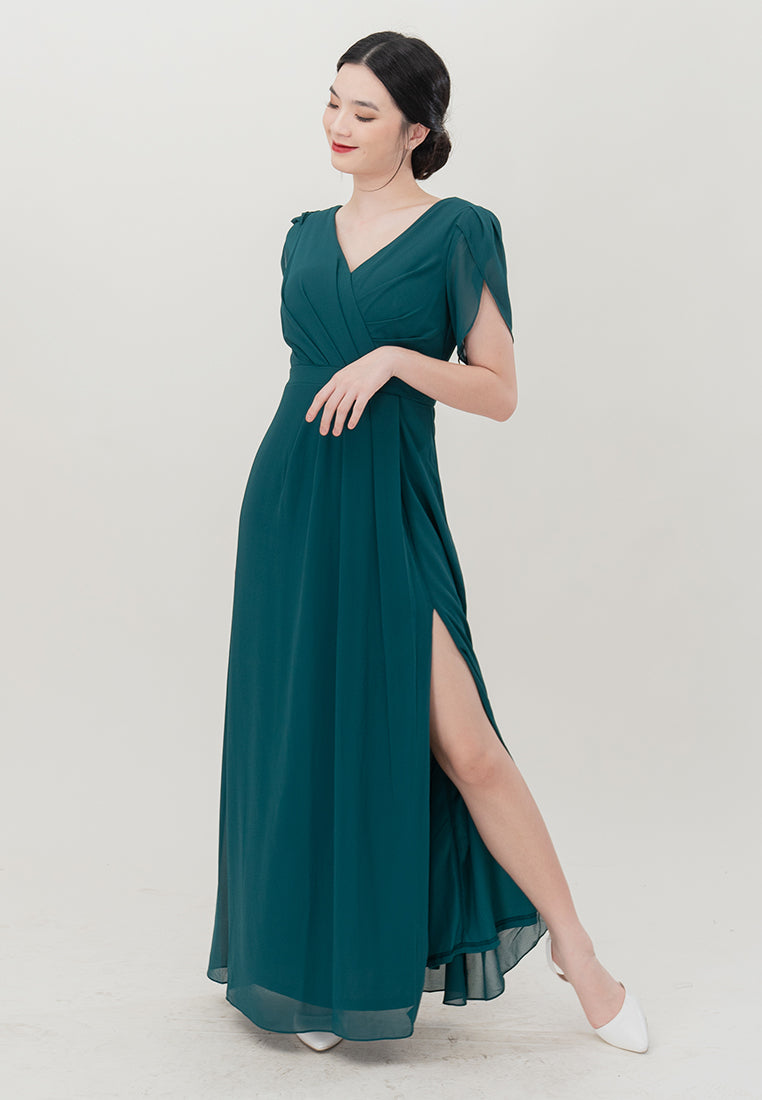 BebeButterfly  V-Neckline  Maxi Dinner Dress