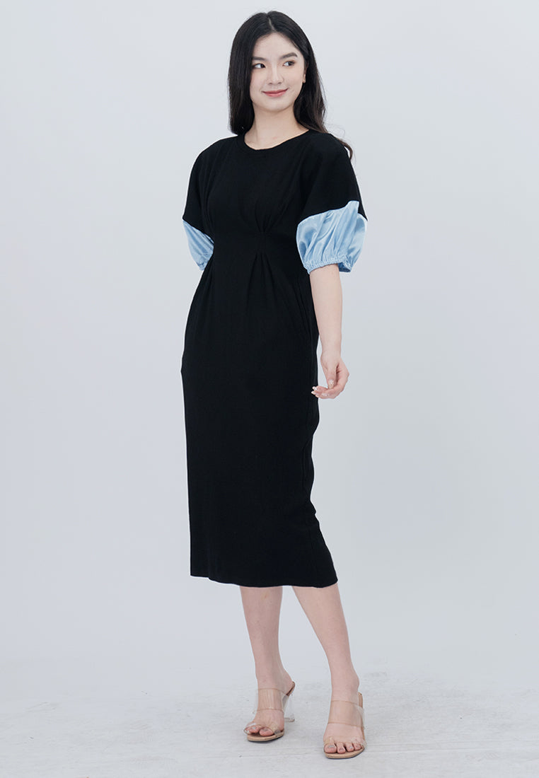 BebeButterfly Puffy Sleeve Midi Dress