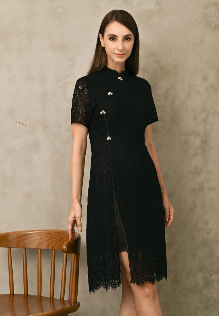 BebeButterfly Lace Midi Dress