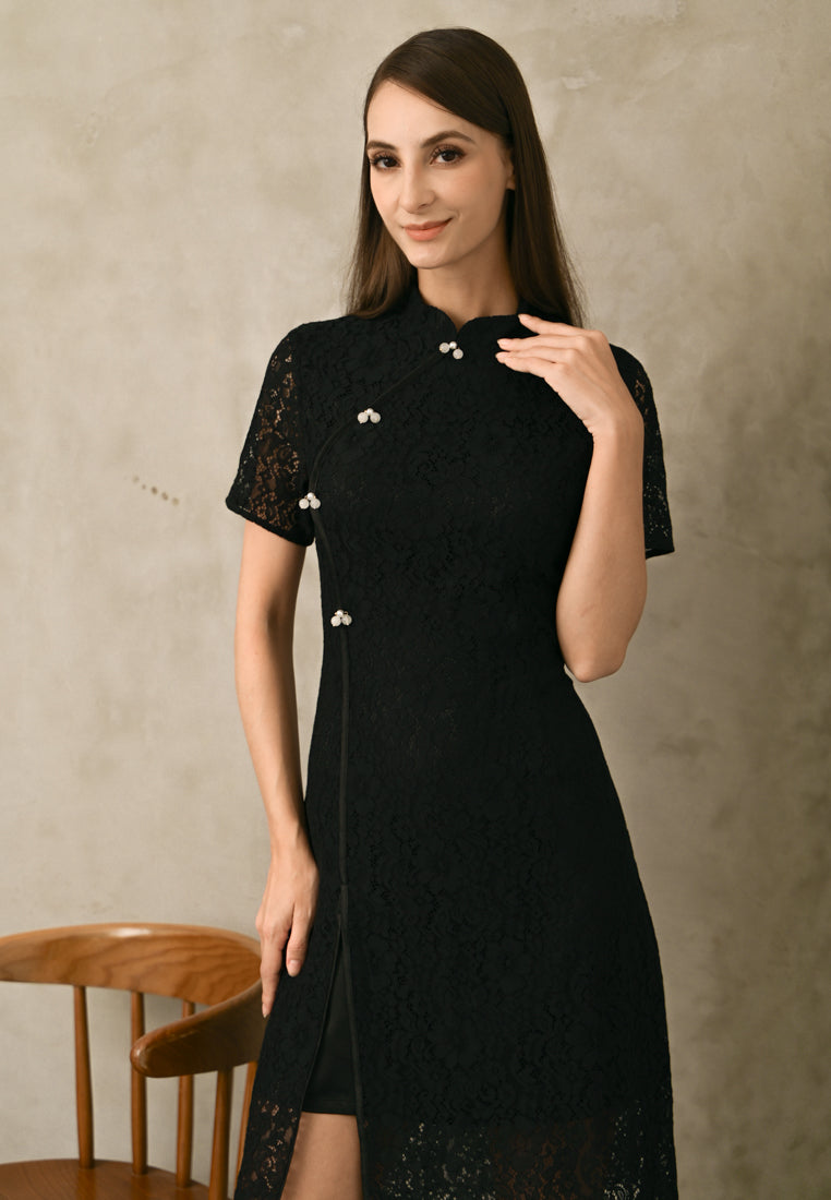 BebeButterfly Lace Midi Dress