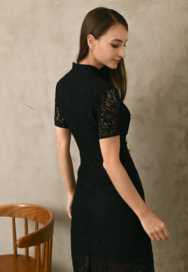 BebeButterfly Lace Midi Dress