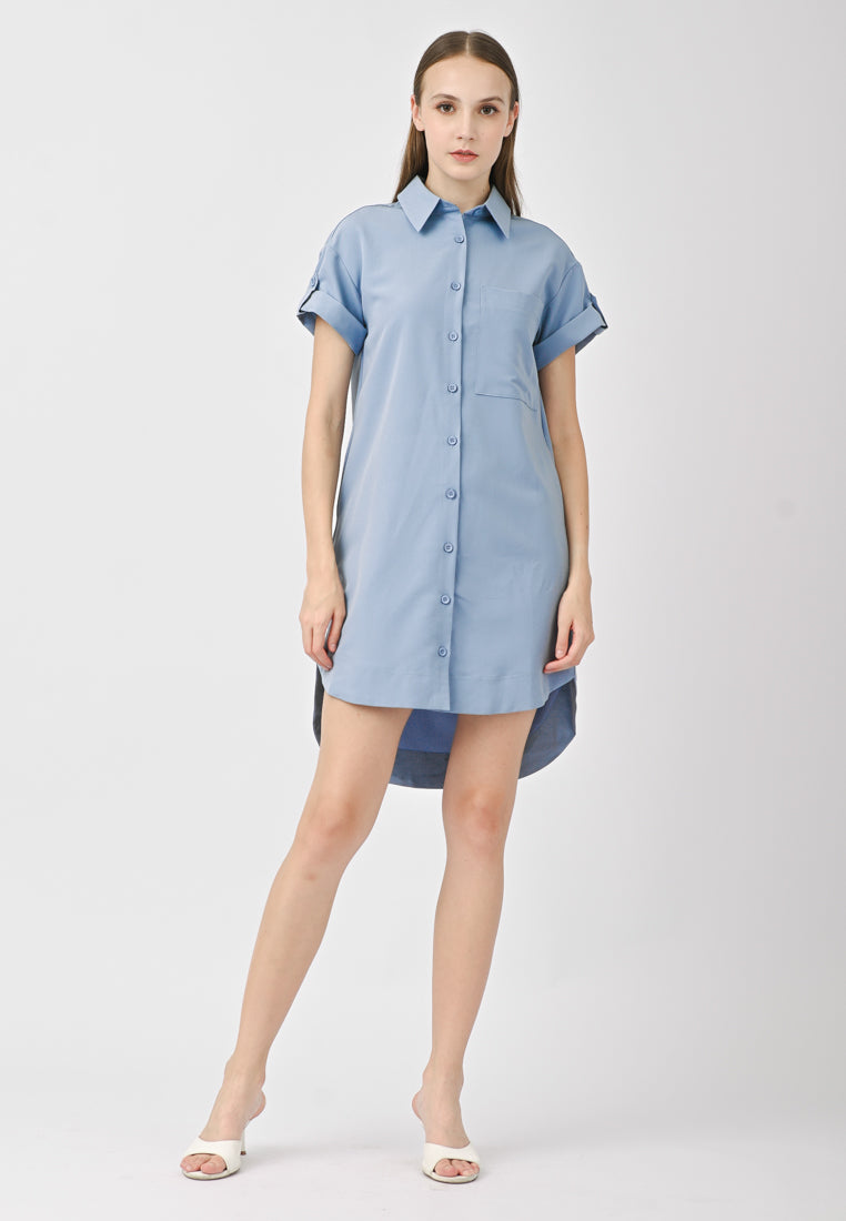 Plain B. Collar Short Sleeve Dress
