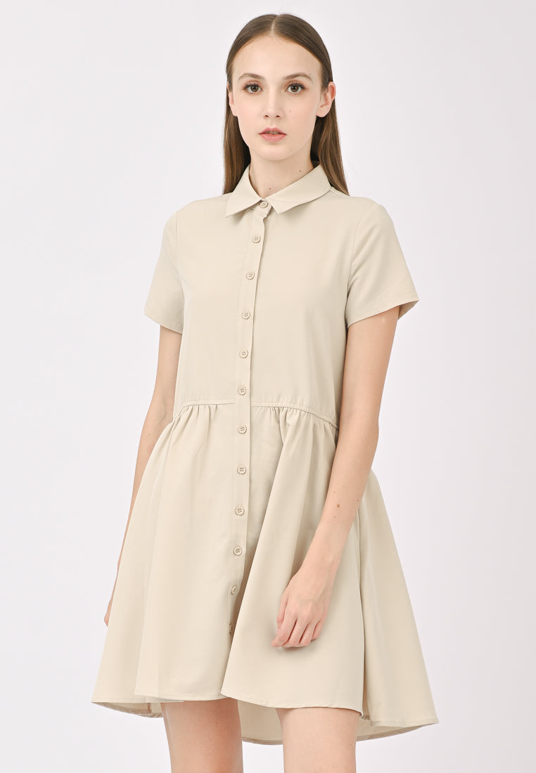 Plain B. Collar Flared Mini Dress