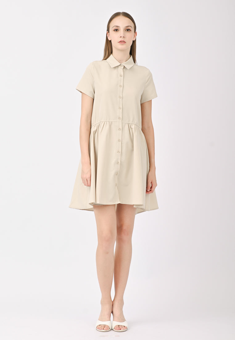 Plain B. Collar Flared Mini Dress