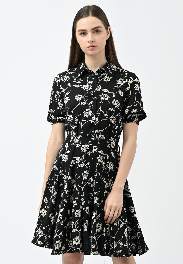 Plain B. Collar Floral Print Dress