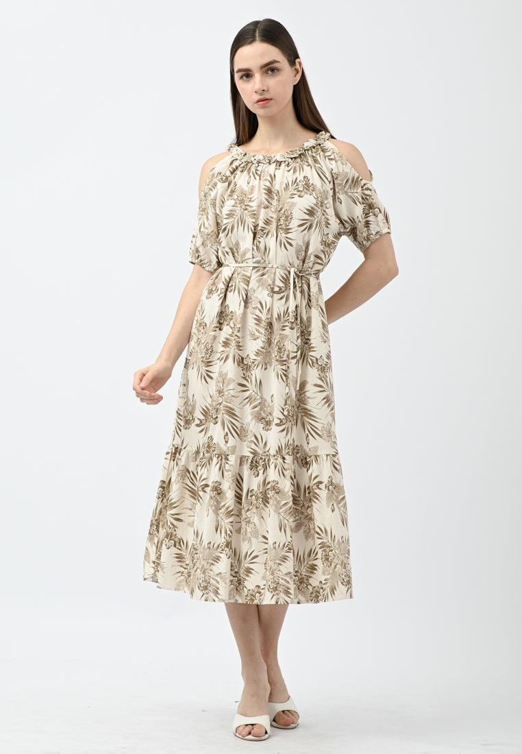 Plain B. Cold Shoulder Floral Dress