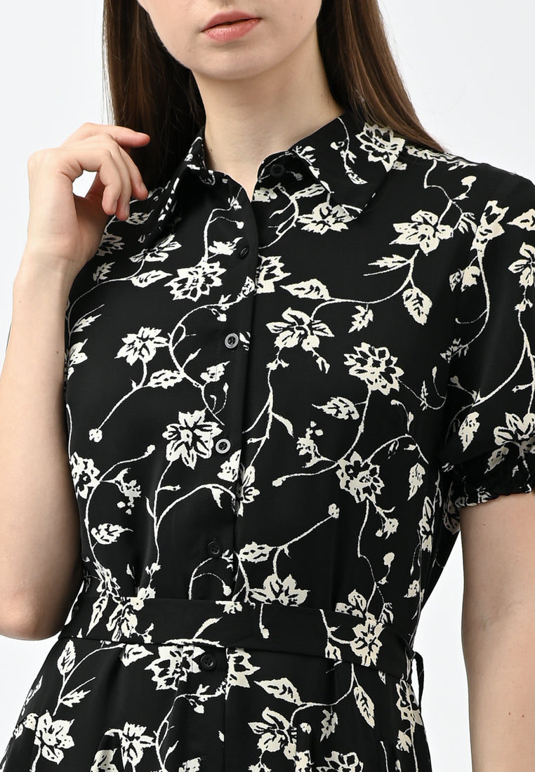 Plain B. Collar Floral Print Dress